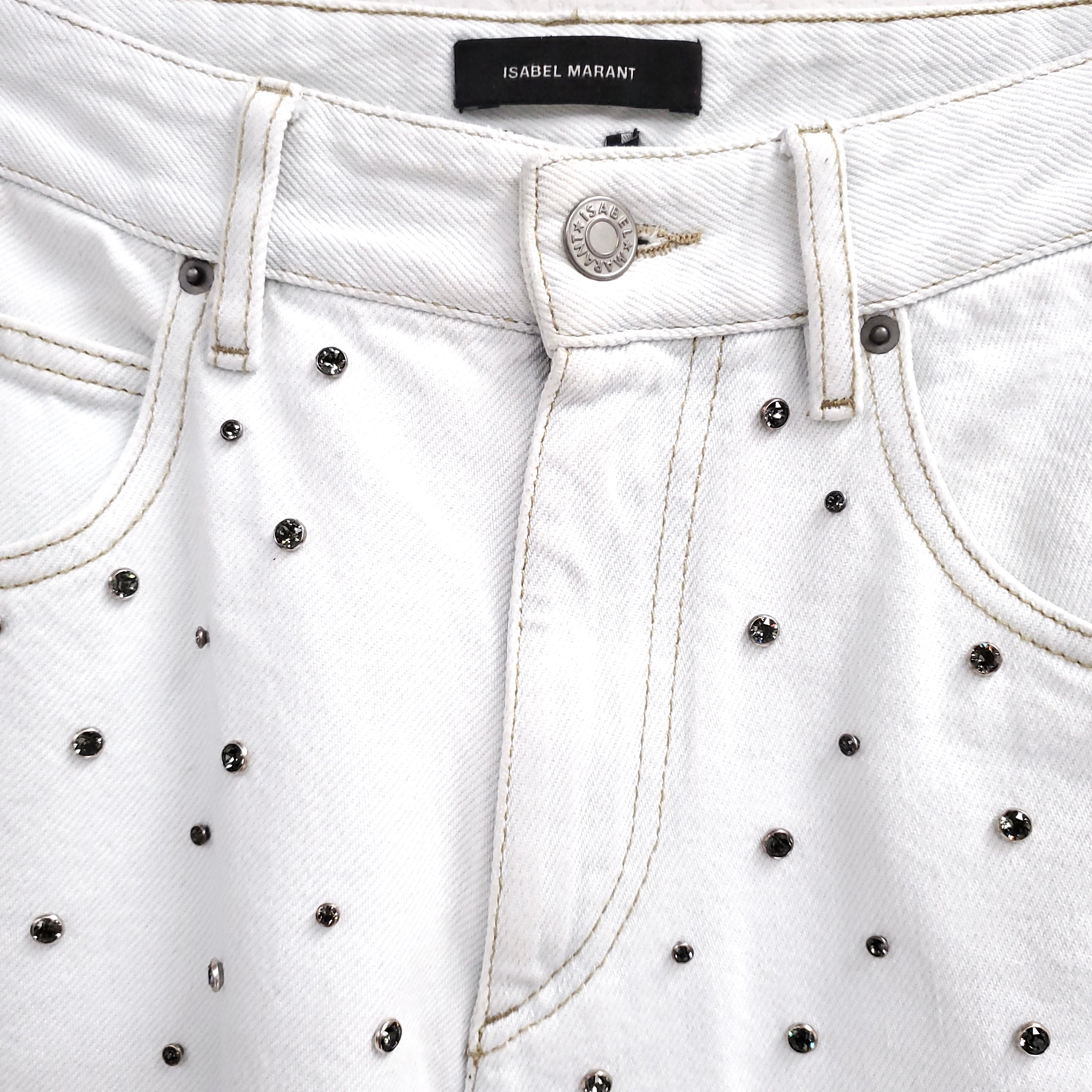 ISABEL MARANT WHITE JEANS WITH CRYSTALS ($1,100) - SIZE 36