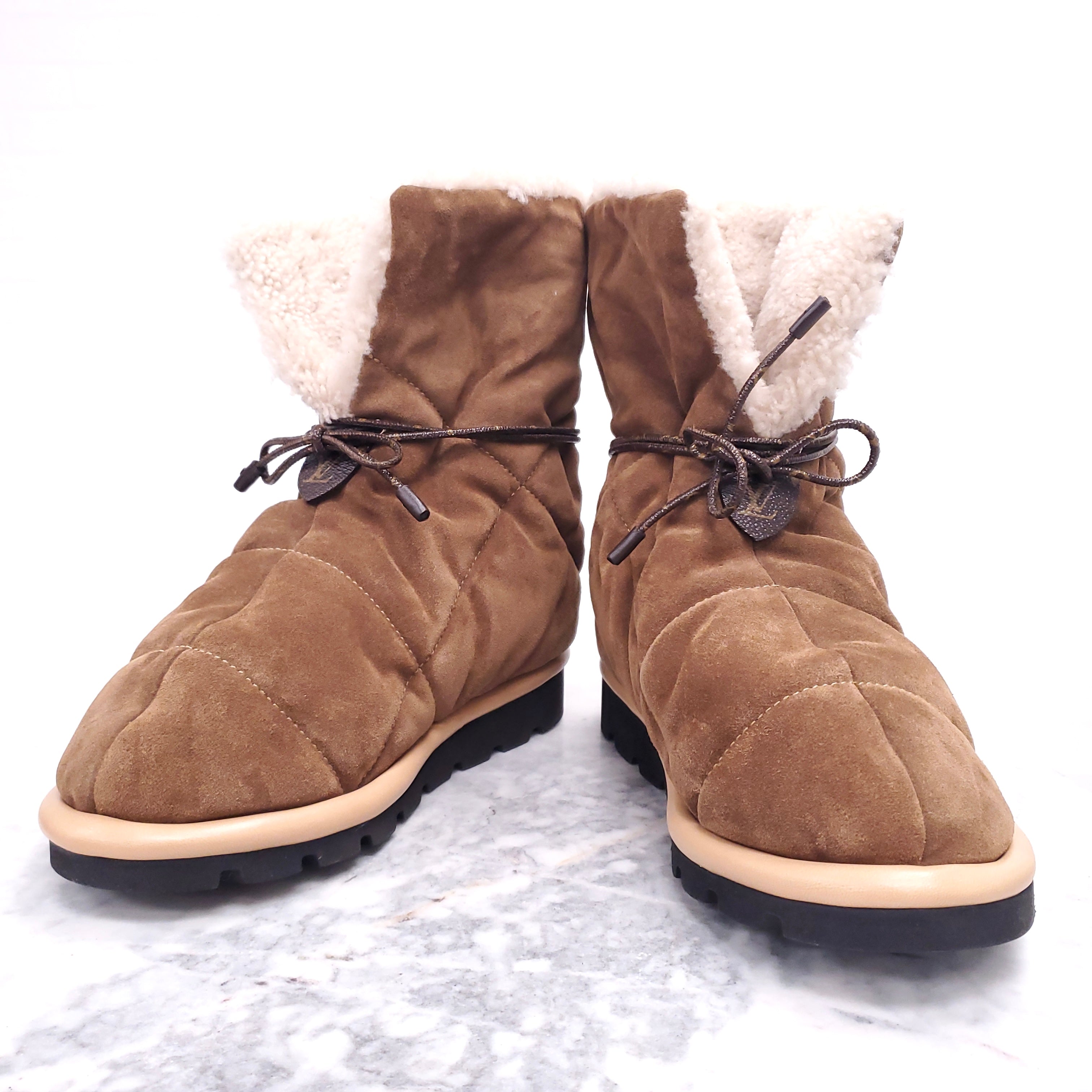 LOUIS VUITTON SUEDE PILLOW BOOTS - SIZE 36