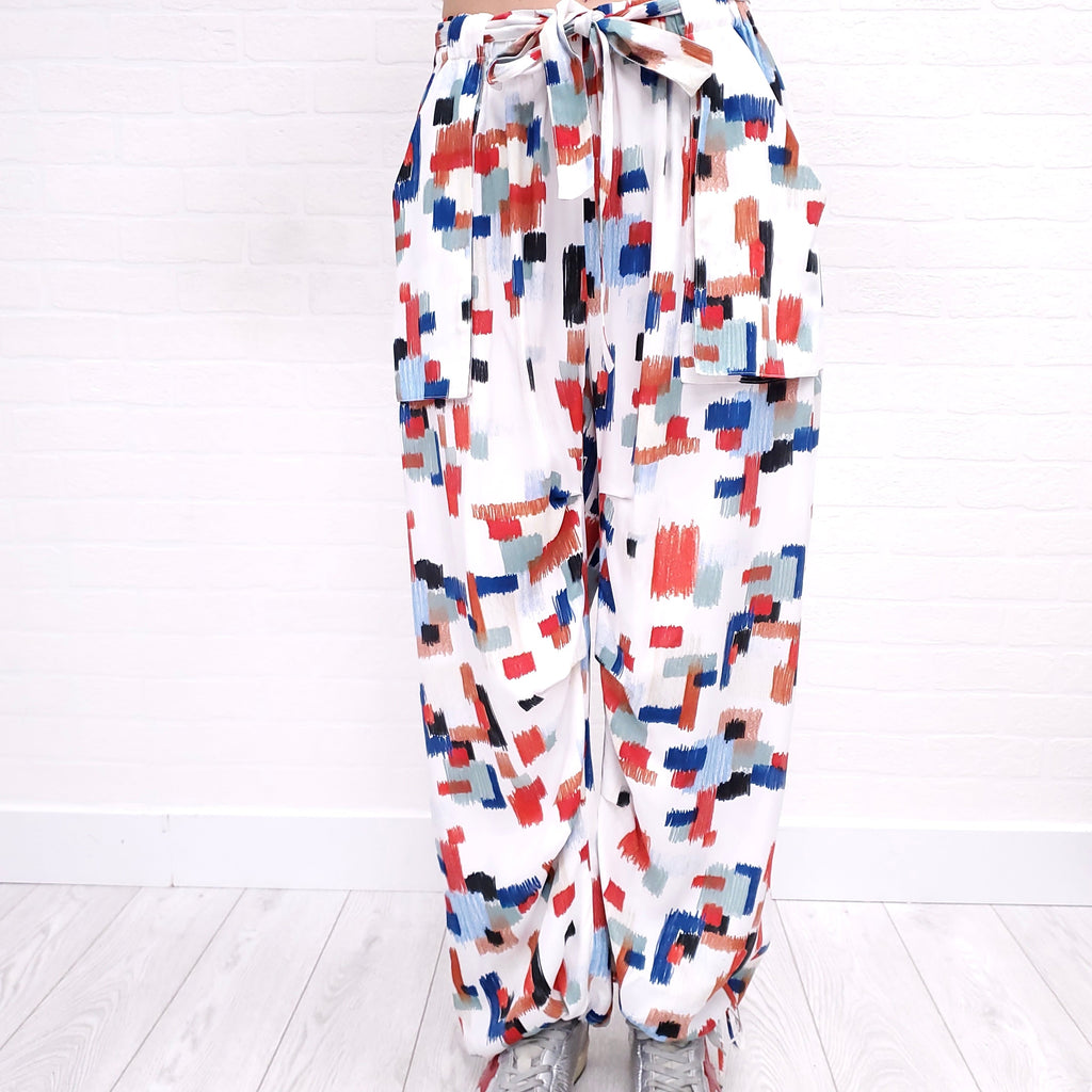 ROSETTA GETTY PRINTED UTILITY PANTS - SIZE 6