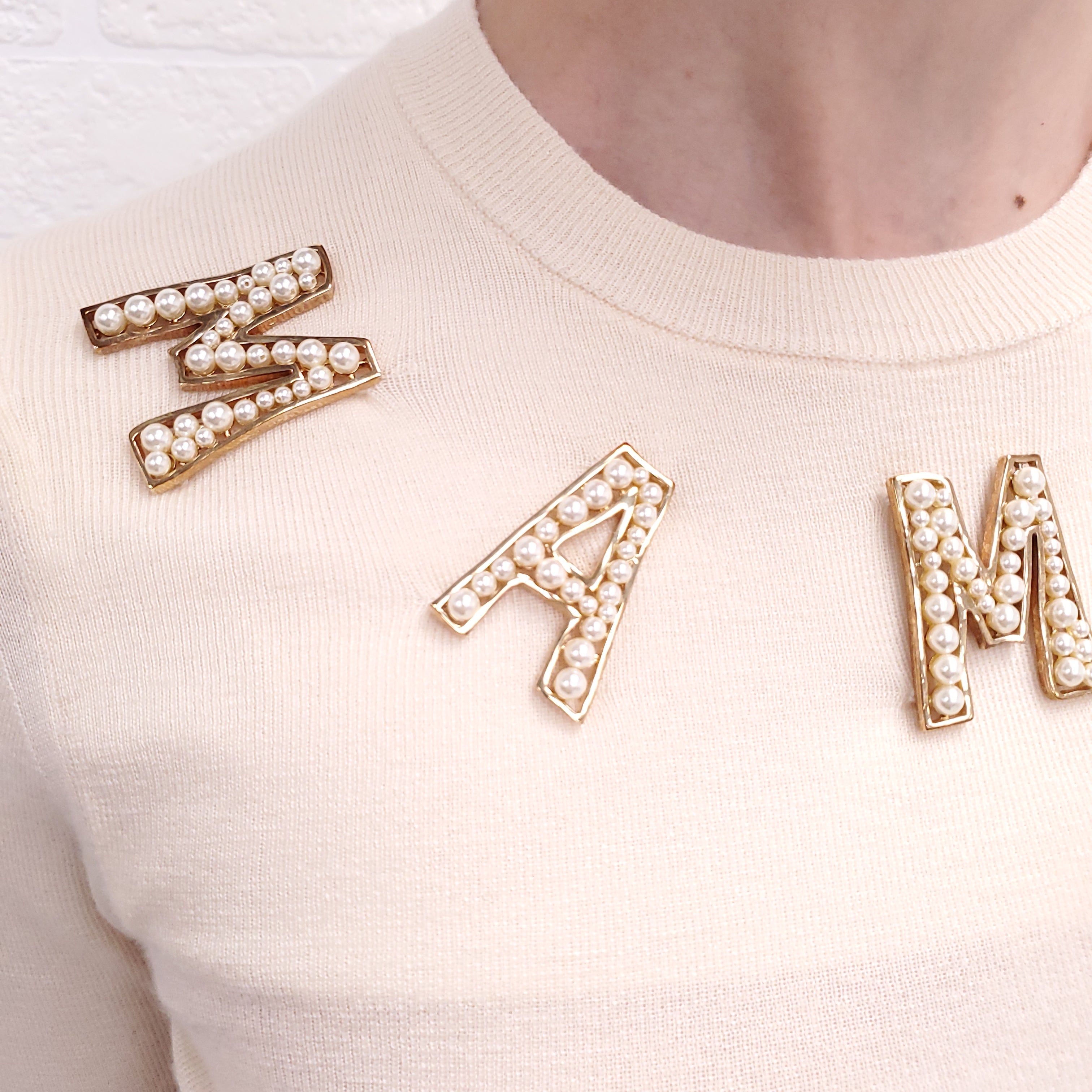 DOLCE & GABBANA CREAM ‘MAMMA’ PEARL SWEATER - SIZE 36