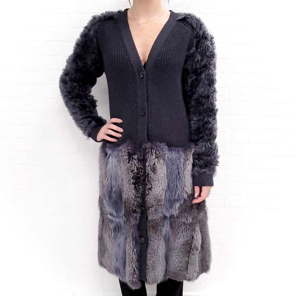 NINA RICCI CARDIGAN WITH FUR ($2500) -  SIZE L