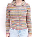 CHANEL STRIPE KNIT ZIP UP SWEATER - SIZE 34