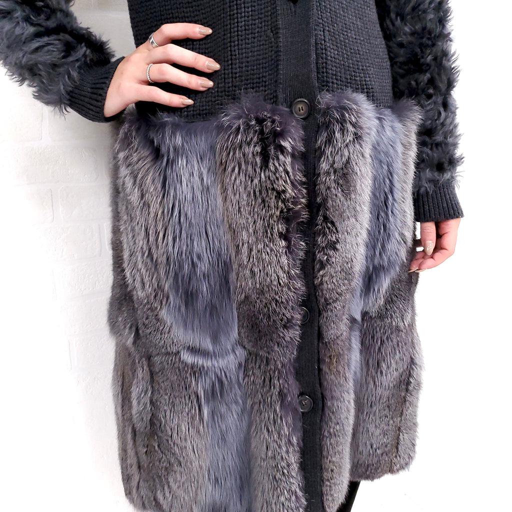 NINA RICCI CARDIGAN WITH FUR ($2500) -  SIZE L