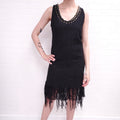 BALMAIN TWEED BLACK DRESS WITH GOLD DETAIL ($3000) - SIZE 36