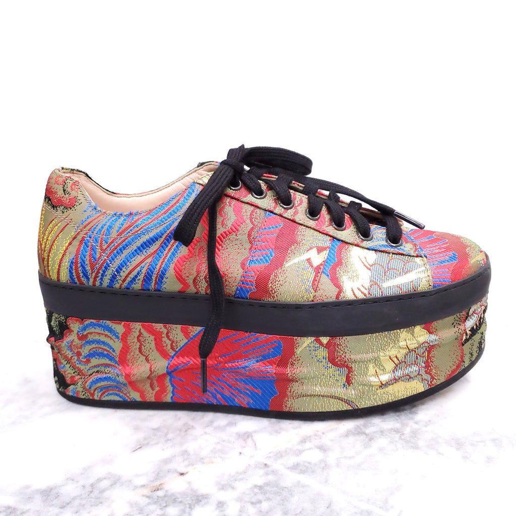 GUCCI PATTERN PLATFORM SNEAKERS - SIZE 39.5