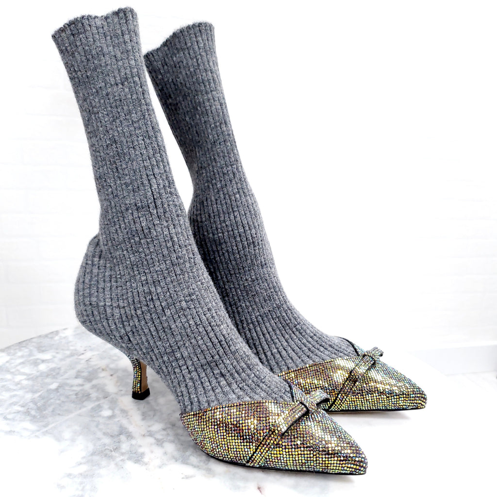 MARCO DE VINCENZO SOCK BOOTIES WITH SEQUINS - SIZE 36