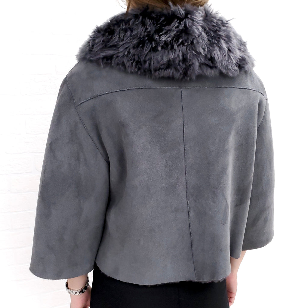 DOLCE & GABBANA SHEARLING JACKET WITH FUR COLLAR  - SIZE 38 (US 6)