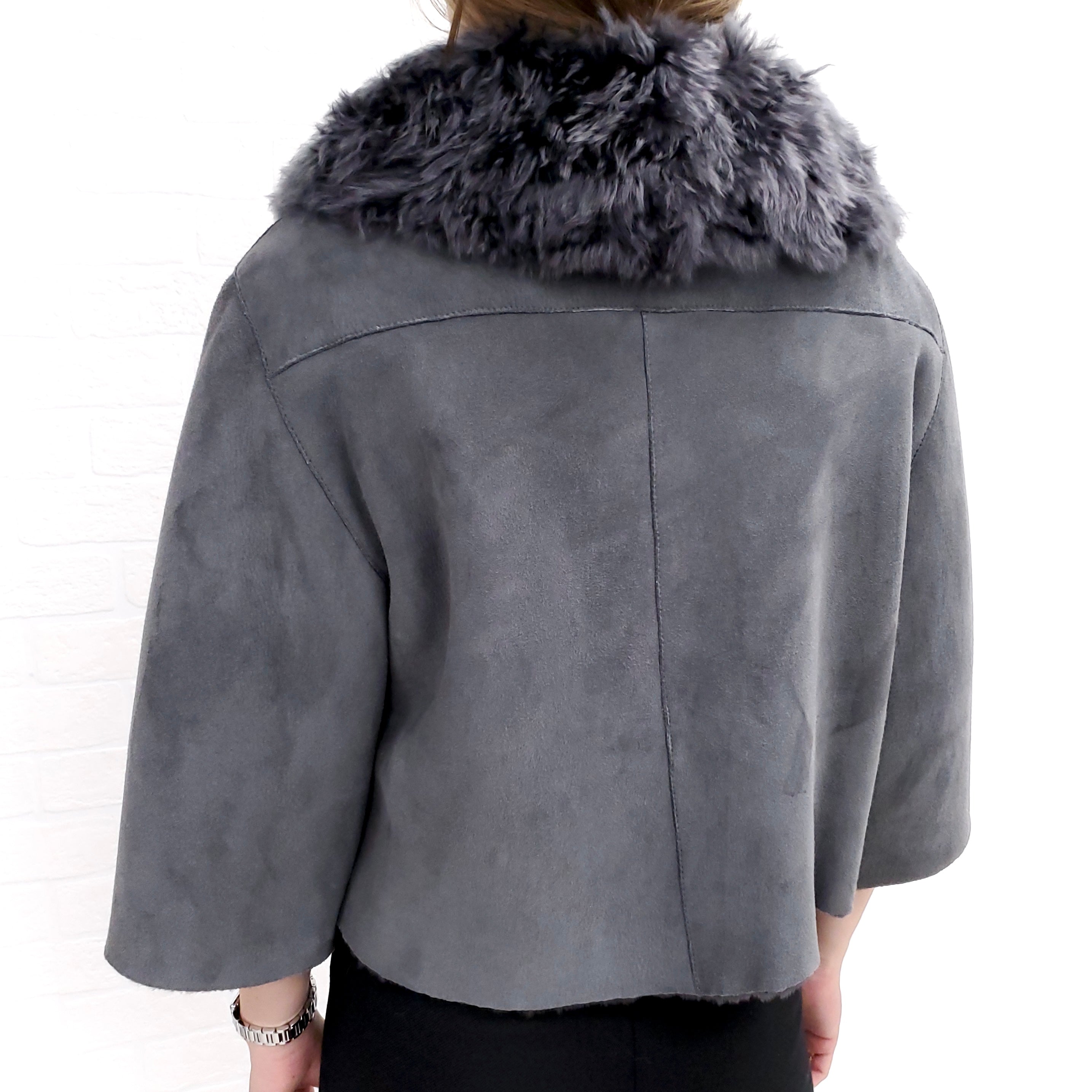 DOLCE & GABBANA SHEARLING JACKET WITH FUR COLLAR  - SIZE 38 (US 6)