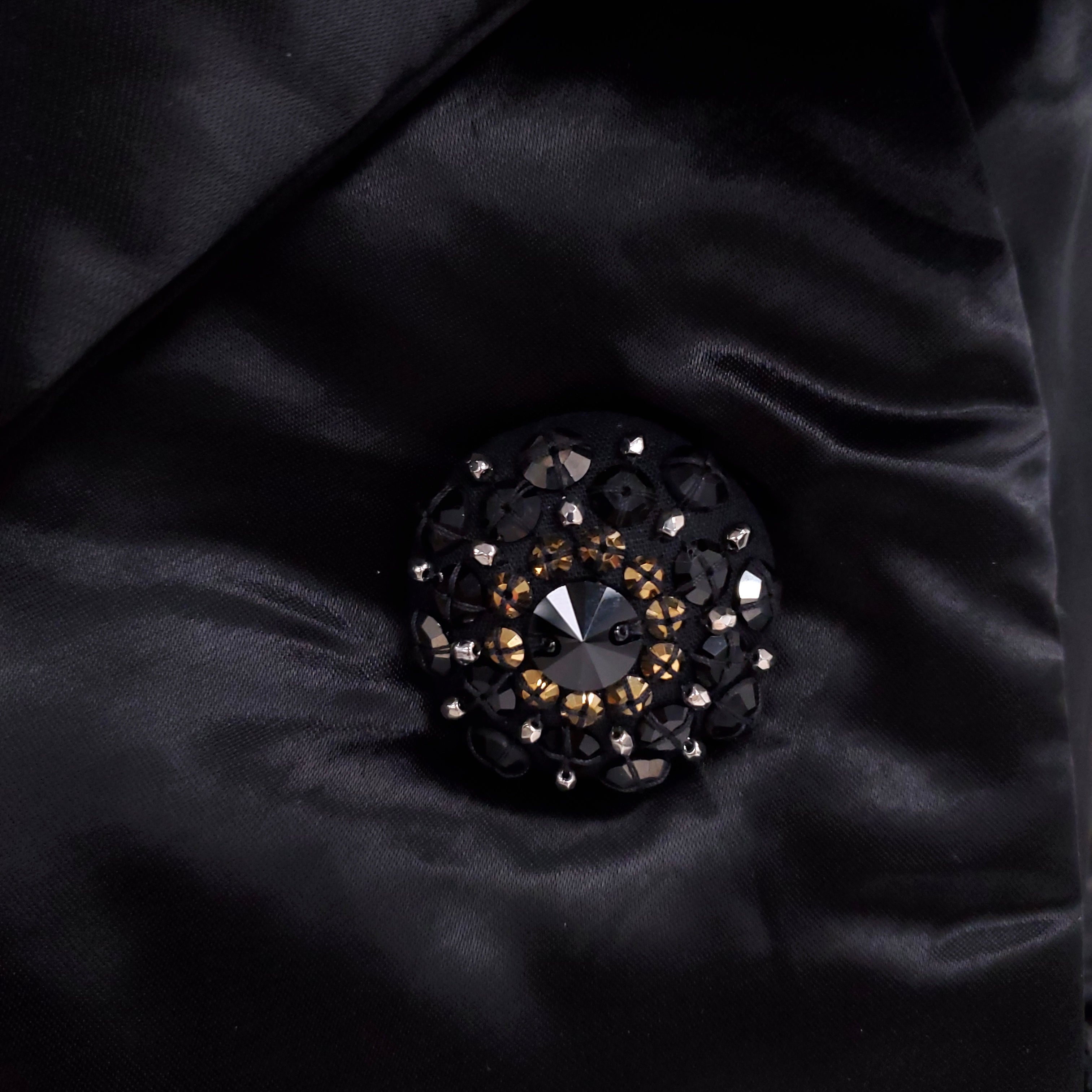 LANVIN SILK PUFFER JACKET WITH BEADED BUTTONS - SIZE 34