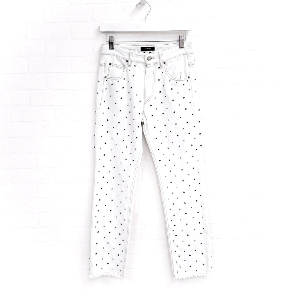 ISABEL MARANT WHITE JEANS WITH CRYSTALS ($1,100) - SIZE 36