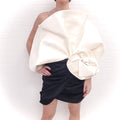 MAGDA BUTRYM CREAM ACCORDION DRESS WITH STONE DETAILED STRAPS ($3800) - SIZE 42