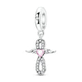Infinity Angel Wings with Pink Heart Dangle Charm