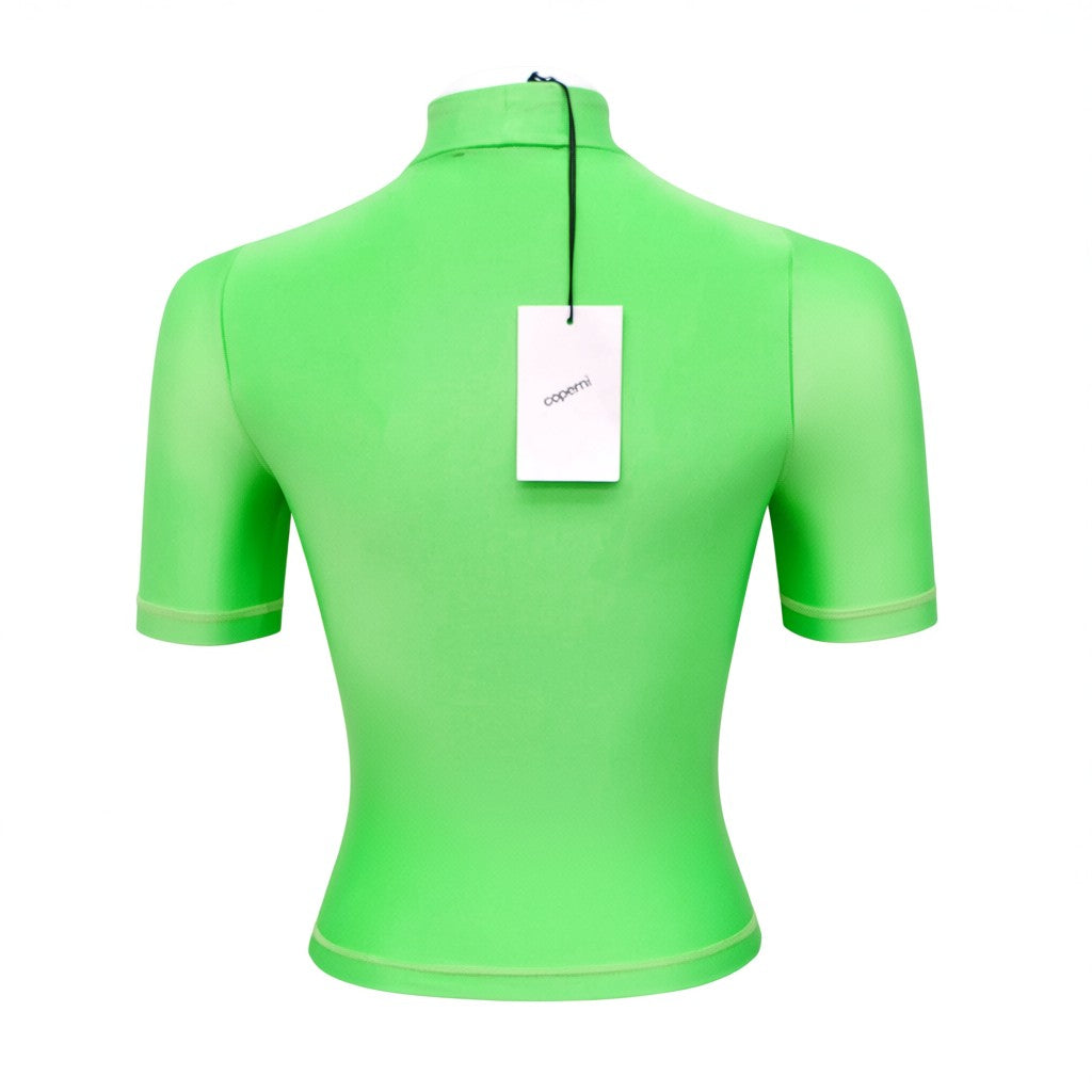 COPERNI GREEN HIGH NECK SHORT SLEEVE STRETCH TOP - SIZE XS