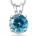 1 Ct Blue Diamond Solitaire Pendant 14K White Gold Lab Grown Necklace