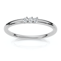 Delicate Diamond 3-Stone Minimalist Anniversary Wedding Ring 14k Gold Lab Grown