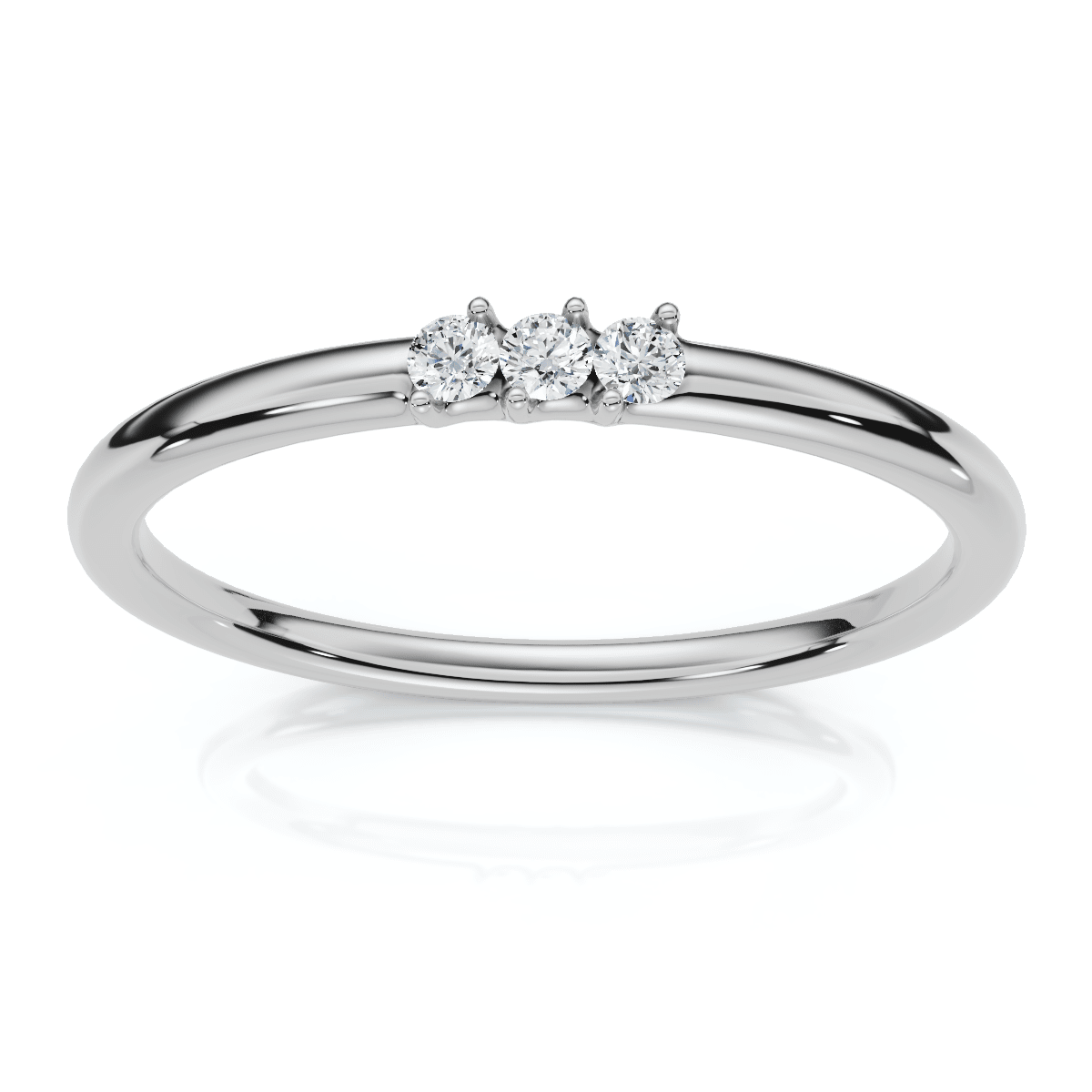 Delicate Diamond 3-Stone Minimalist Anniversary Wedding Ring 14k Gold Lab Grown