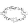 Men's Steel Single Tone Flower 7.5mm Link Toggle Clasp 8" Bracelet