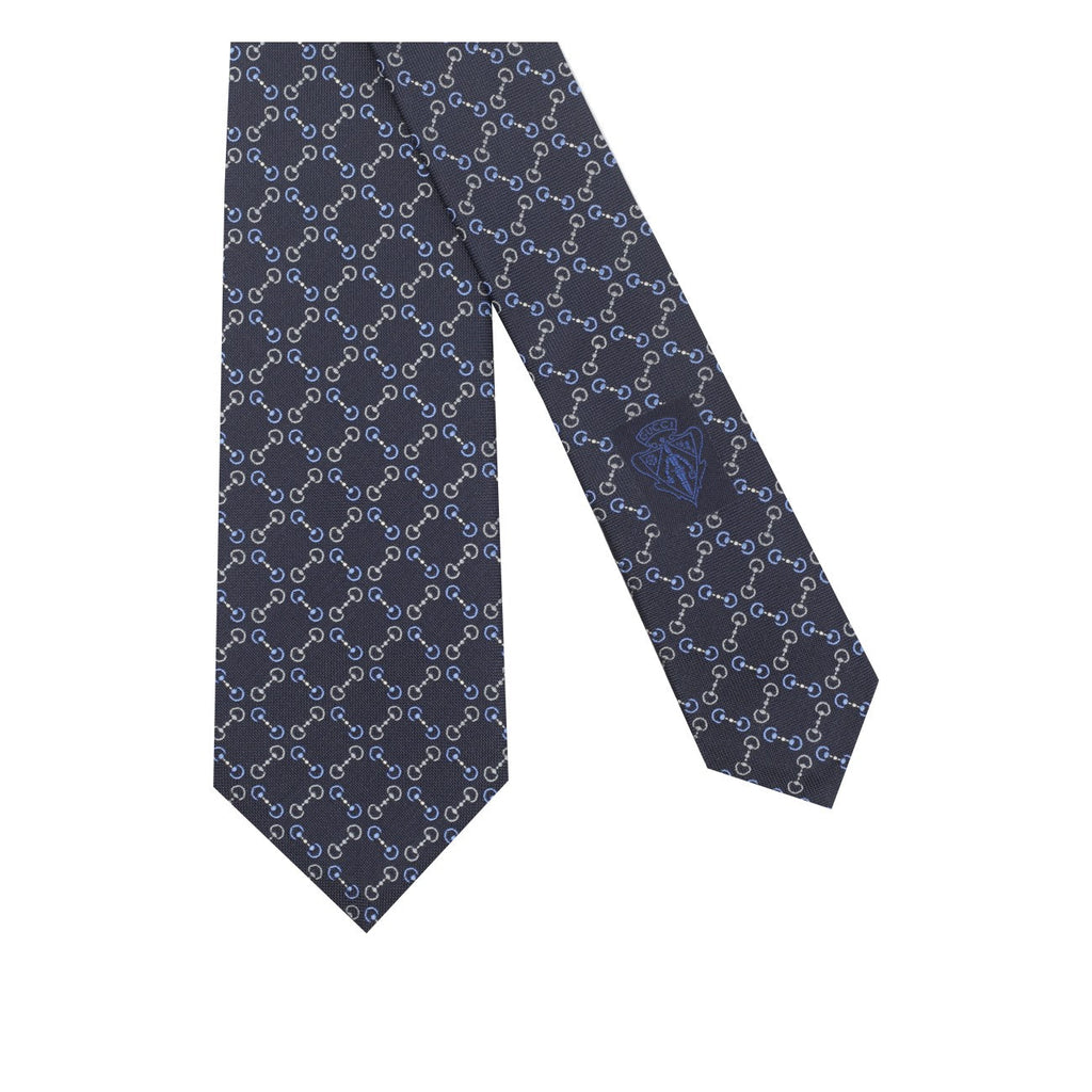 Gucci Men Jacquard Silk Tie With Clamp