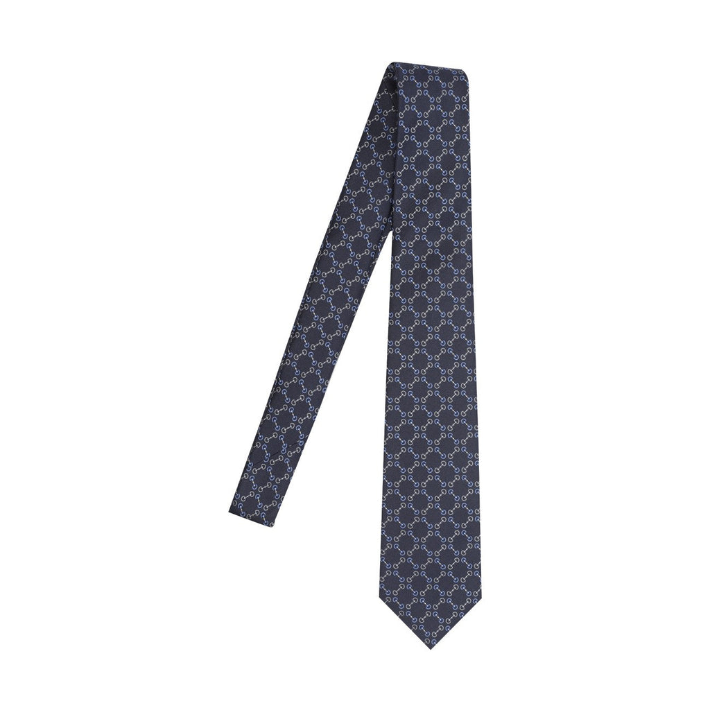Gucci Men Jacquard Silk Tie With Clamp