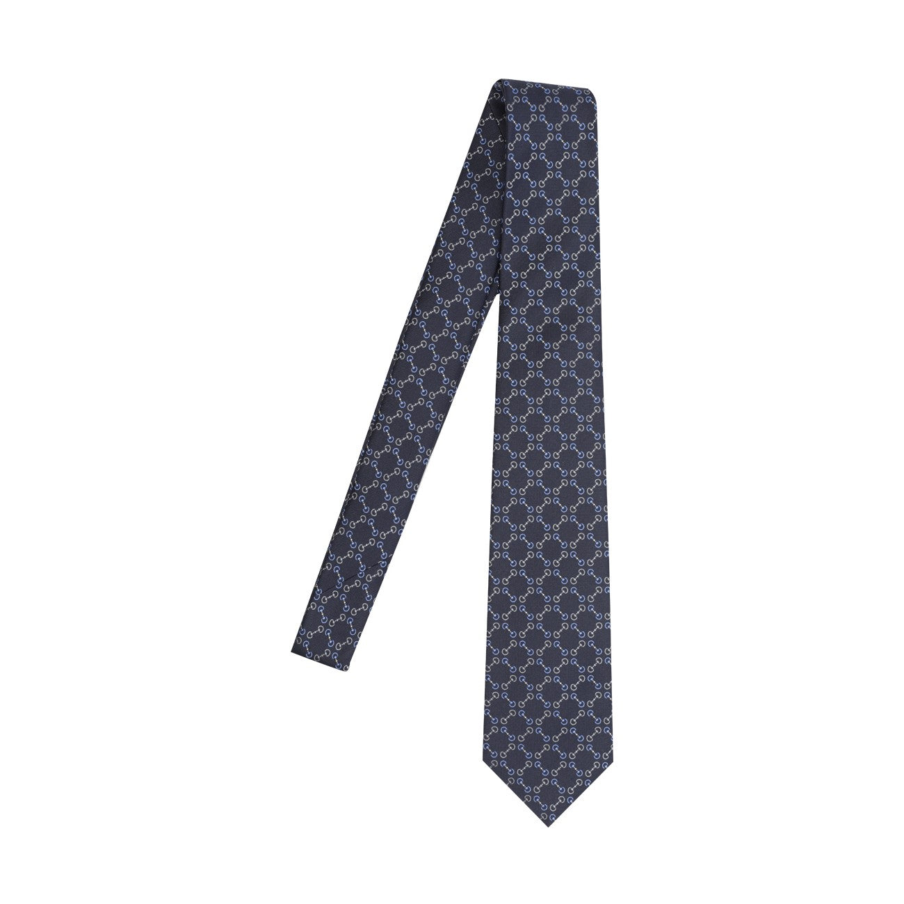 Gucci Men Jacquard Silk Tie With Clamp