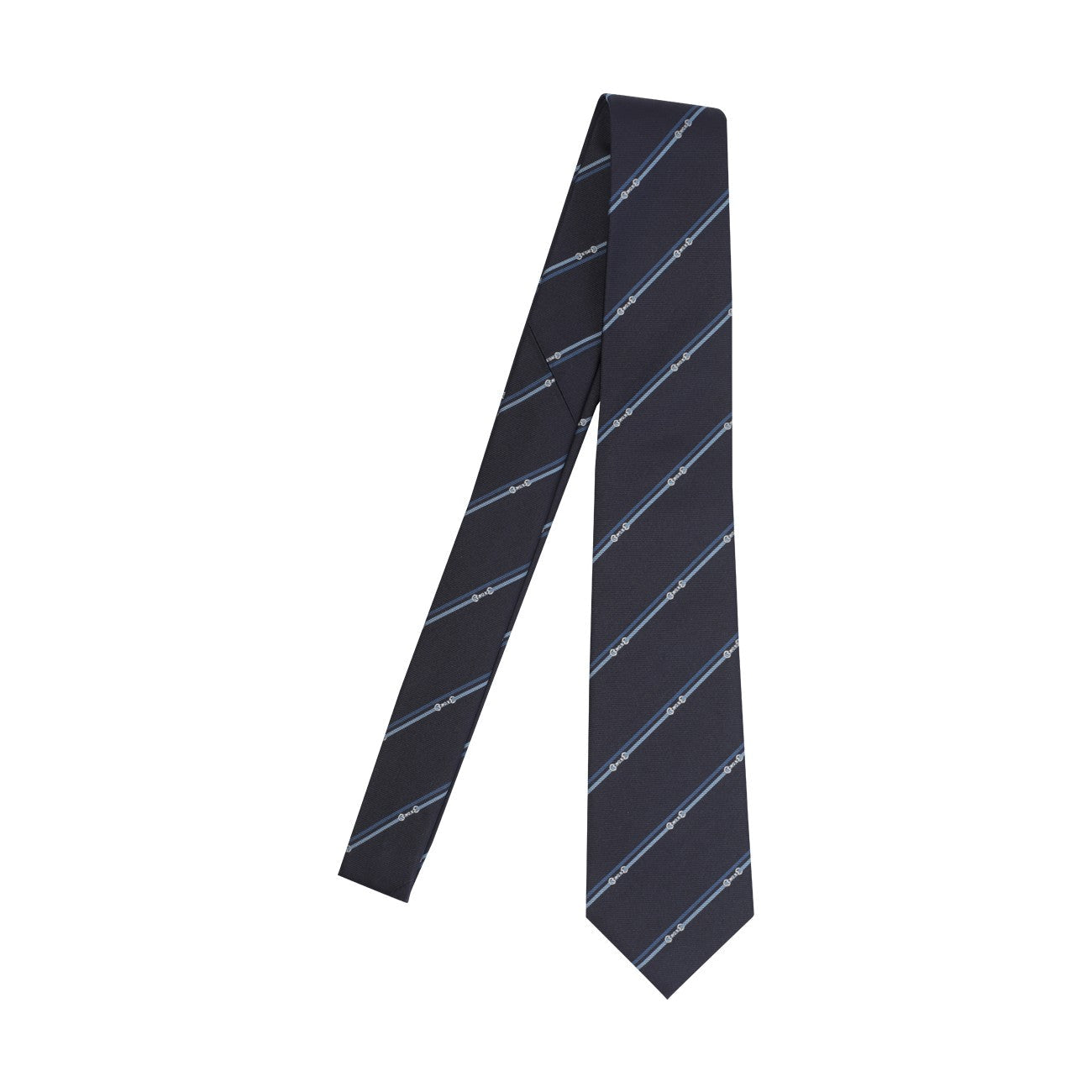 Gucci Men Jacquard Silk Tie With Diagonal Clamp
