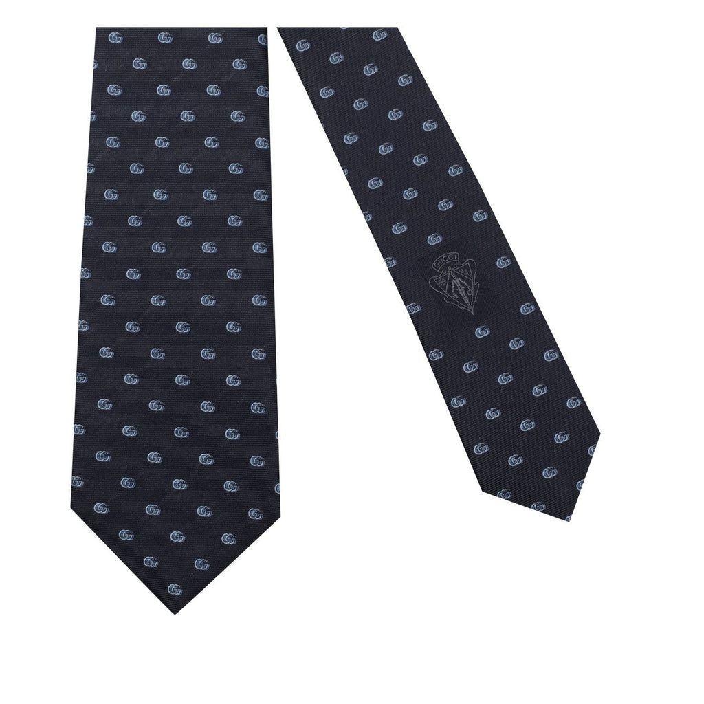 Gucci Men Jacquard Silk Tie With Double G