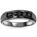 1/2ct Black Diamond Mens Wedding Band 10K Black Gold Size Selectable