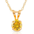1/4Ct Fancy Canary Yellow Diamond Lab Grown Pendant 14k Yellow Gold Necklace