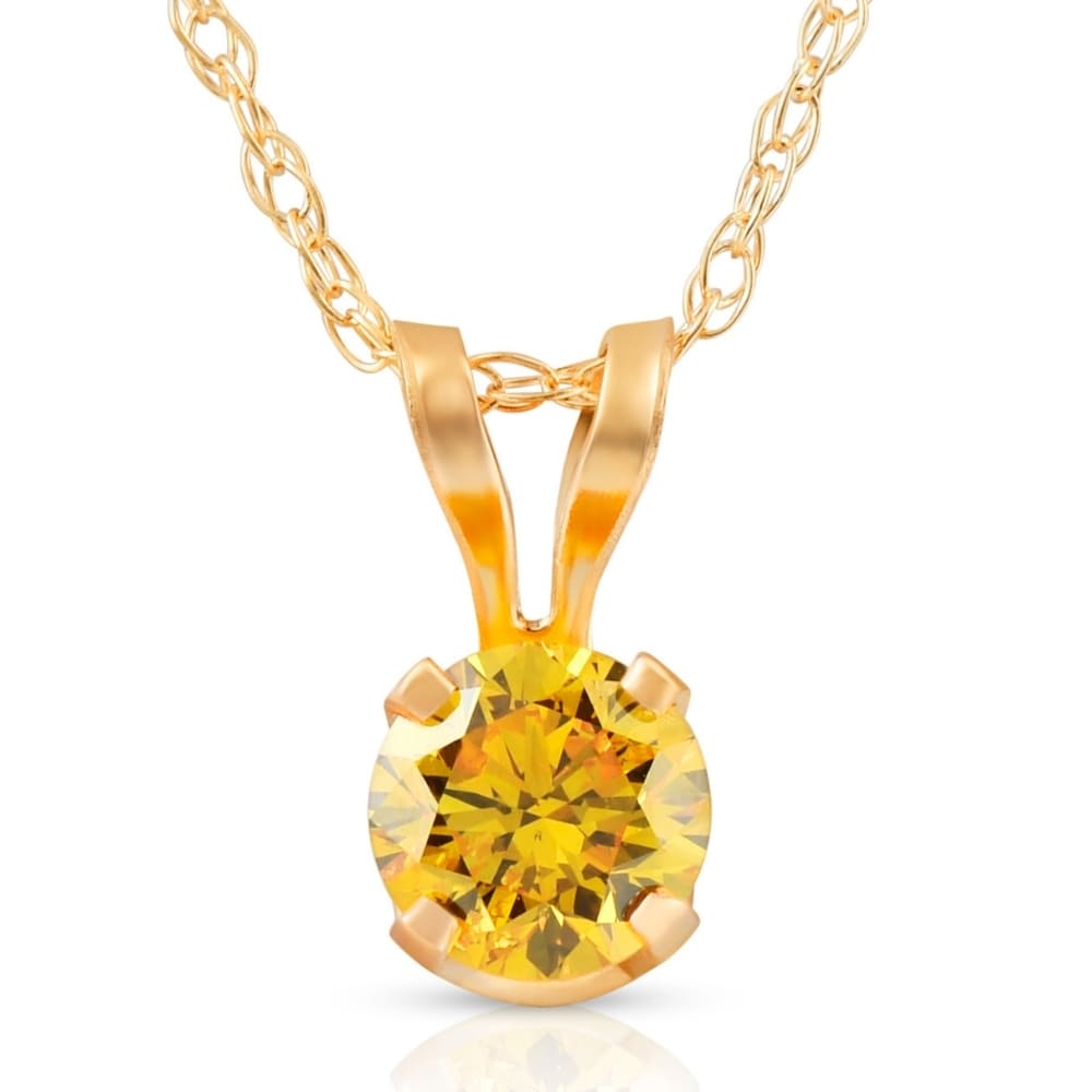 1/4Ct Fancy Canary Yellow Diamond Lab Grown Pendant 14k Yellow Gold Necklace