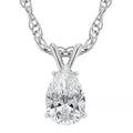 1Ct Pear Solitaire Diamond Pendant Necklace 14k White Gold Lab Grown Size: Medium