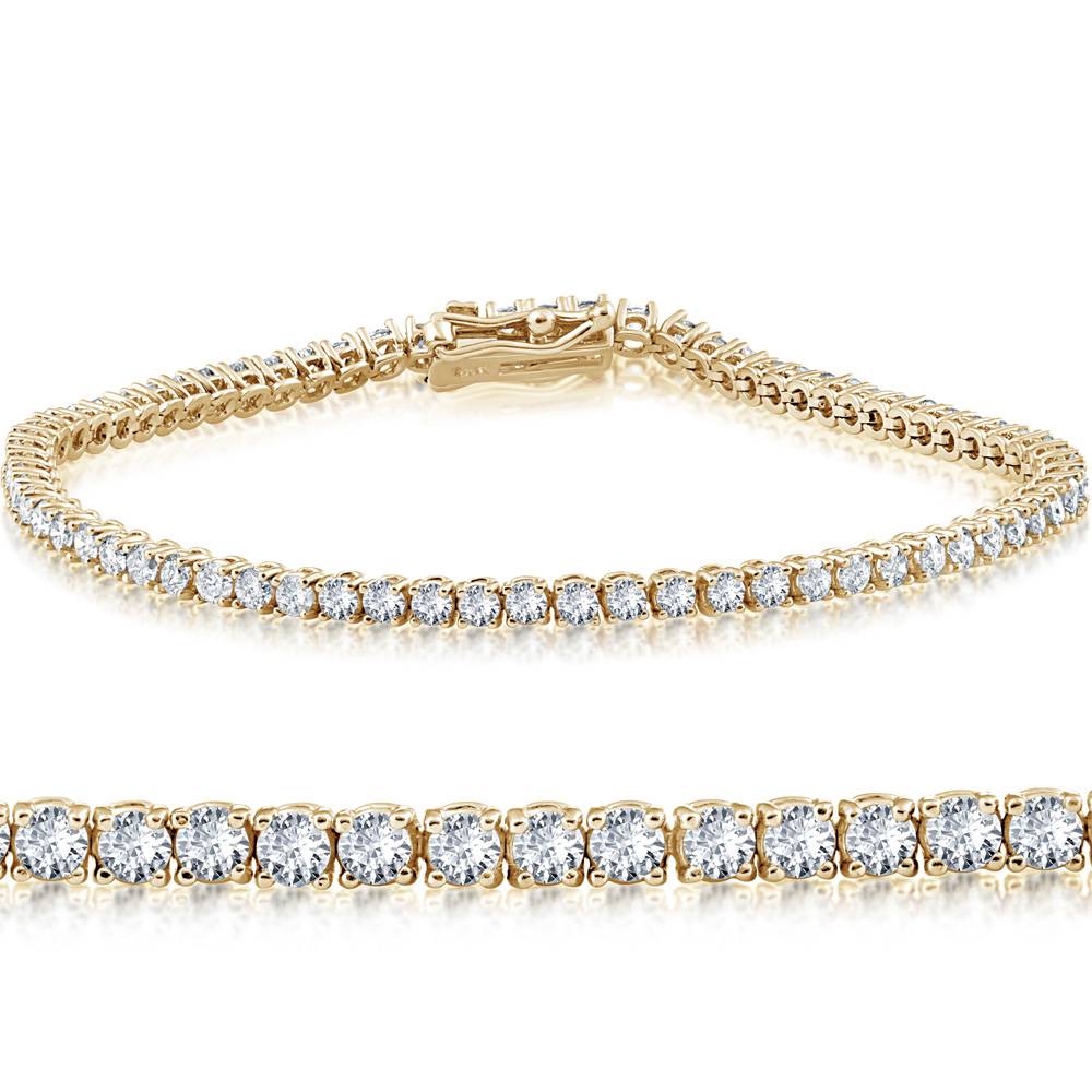 2 Ct Lab Grown Diamond Tennis Bracelet 7" 14k Yellow Gold