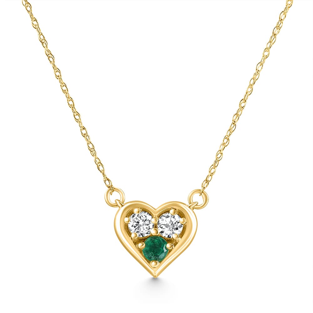 1/2Ct Heart Shape Emerald & Diamond Pendant 10k Gold Women's Necklace lab Grown