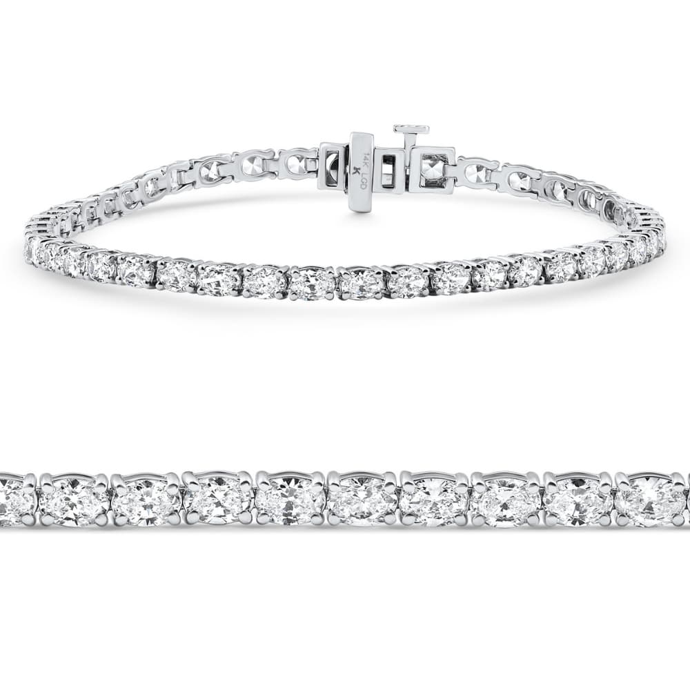 4 1/2Ct Oval Cut Diamond Tennis Bracelet 7" 14k White Gold Lab Grown Size: Medium