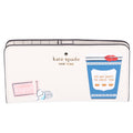 Kate Spade New York Coffee Break Large Slim Bifold Wallet Leather Cream Multi