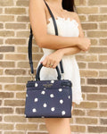 Kate Spade Staci Small Leather Satchel Crossbody Orchard Toss Blazer Blue Multi