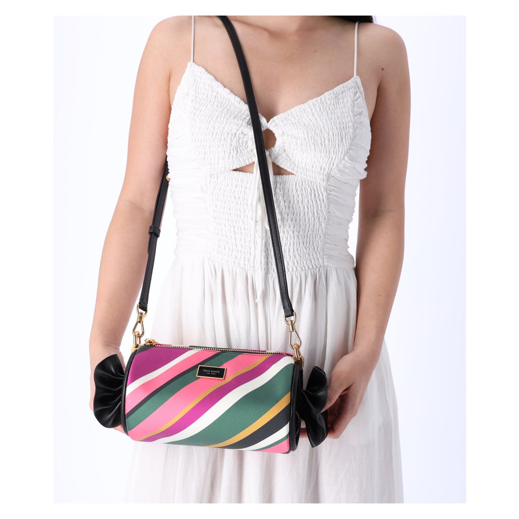 Kate Spade Sweet Treats Jacquard Festive Multi Stripe SM Barrel Bag K9981