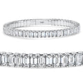 16Ct Emerald Diamond Tennis Flexible Bangle Bracelet 14k White Gold Lab Grown