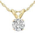 1/3 Ct Solitaire Round Diamond Pendant Necklace 18" 14K Yellow Gold