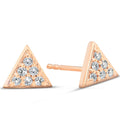 14k Rose Gold Triangle Pave 1/10Ct Diamond Spike Studs Womens Earrings