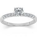 1/2Ct Round Cut Diamond Engagement Ring in White Yellow or Rose Gold