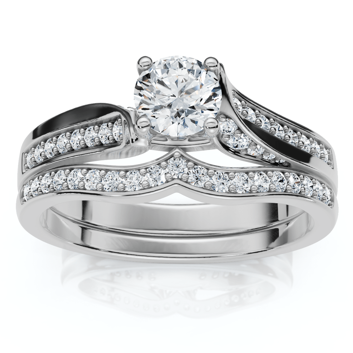 1Ct Engagement Wedding Ring Set 14k Gold or Platinum Lab Grown