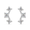 1/5Ct TW 3-Stone Diamond Crawler Earrings 14k Gold Studs Lab Grown 1/3" Tall