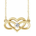 14k Yellow Gold Solitaire Heart Shaped Infinity Pendant 18" Necklace