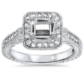 1/3ct Vintage Princess Cut Engagement Ring Setting 14K White Gold Size Selectable