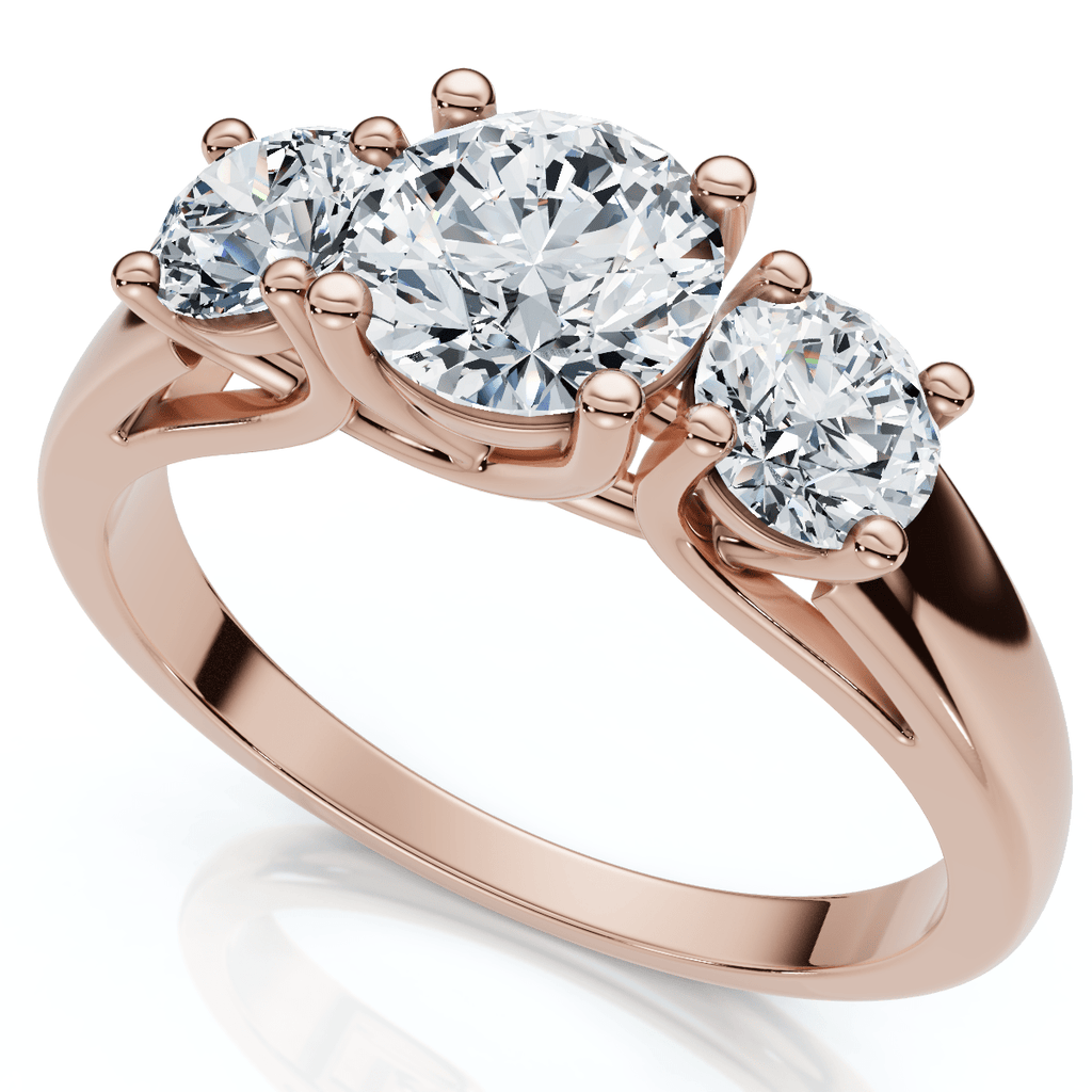 1Ct Three Stone Diamond Engagement Ring 14k Gold or Platinum Lab Grown FG/VS