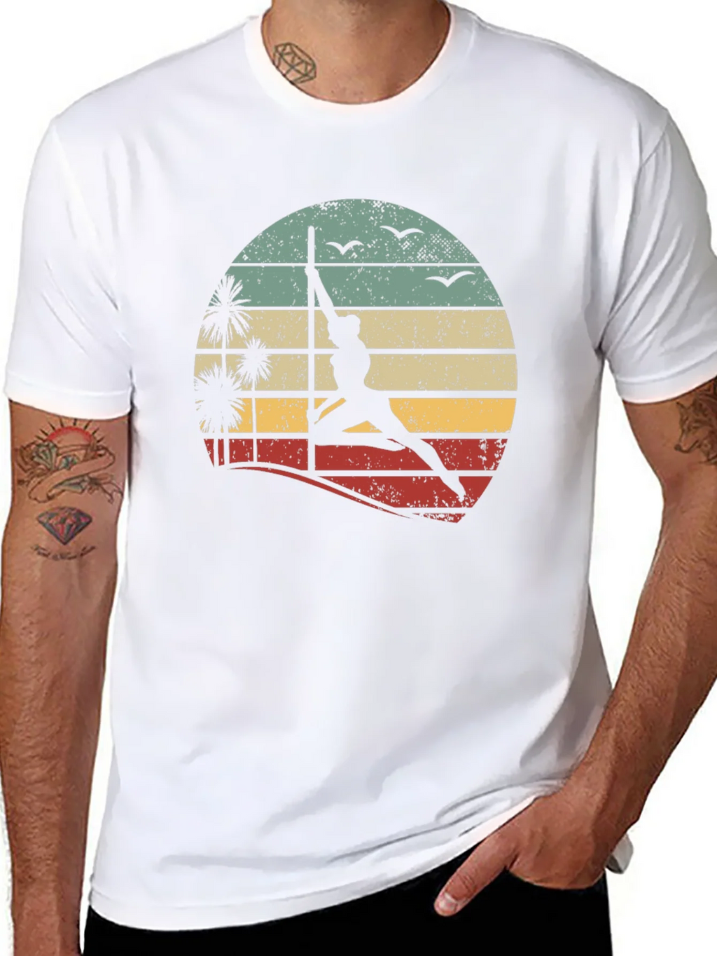 Retro Pole Dancing T-Shirt - Sunset Silhouette