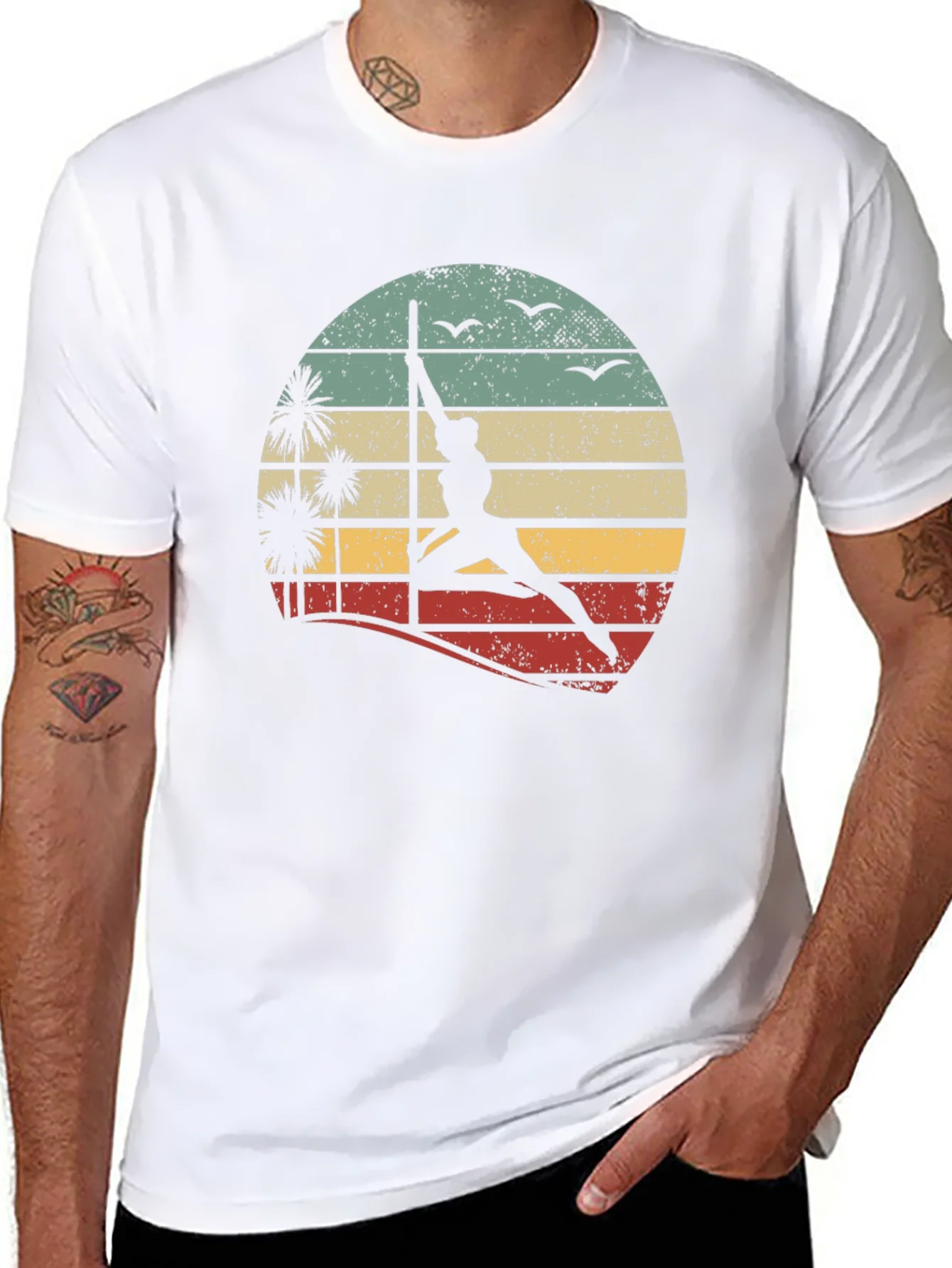 Retro Pole Dancing T-Shirt - Sunset Silhouette
