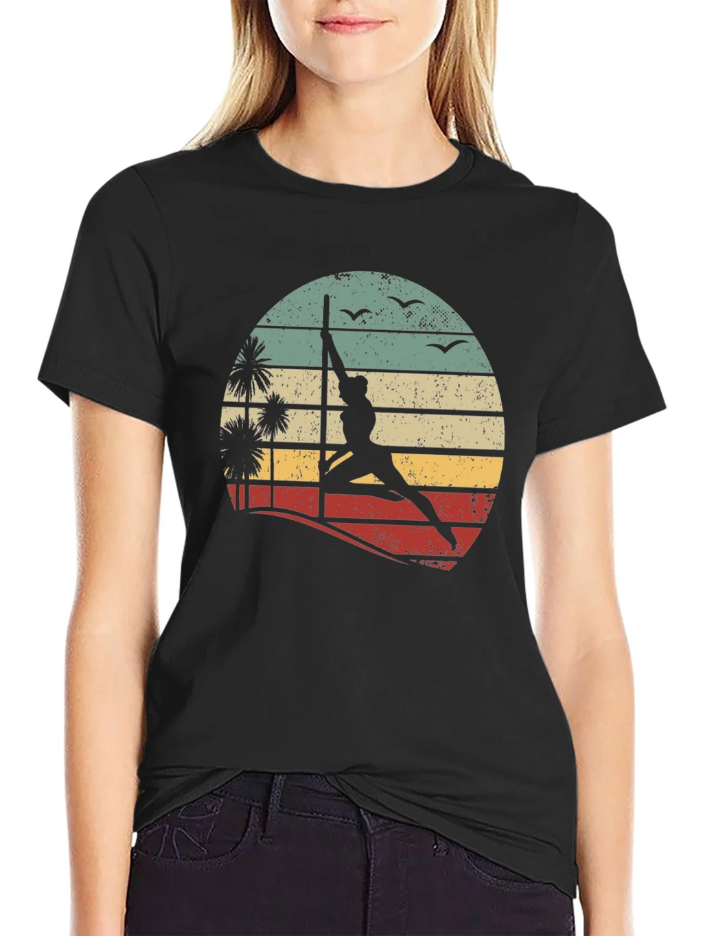 Retro Pole Dancing T-Shirt - Sunset Silhouette