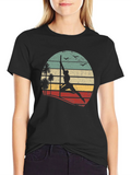 Retro Pole Dancing T-Shirt - Sunset Silhouette