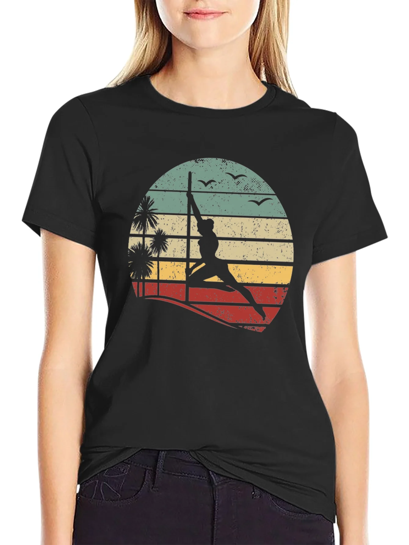 Retro Pole Dancing T-Shirt - Sunset Silhouette